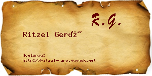 Ritzel Gerő névjegykártya